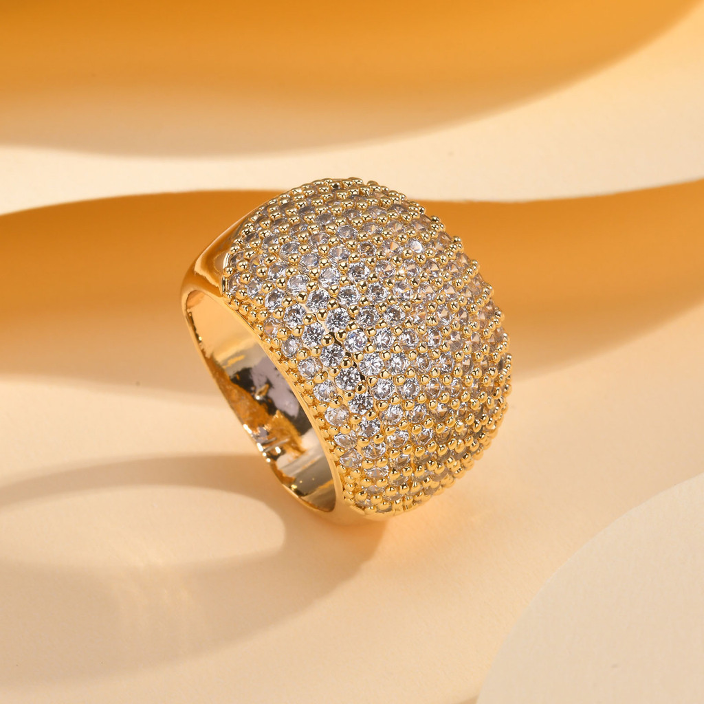 Vnox Women's Ring Set 18K Gold Plated Fashion Cubic Zirconia Presente De Casamento Para Esposa De Namorada em Oferta na Shopee