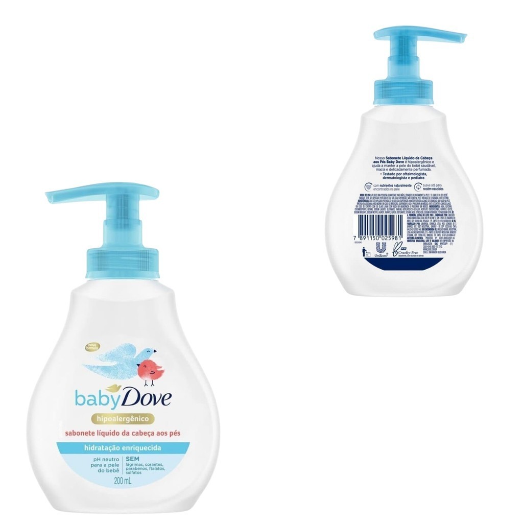 Sabonete Líquido da Cabeça aos Pés pH Neutro 200ml Baby Dove