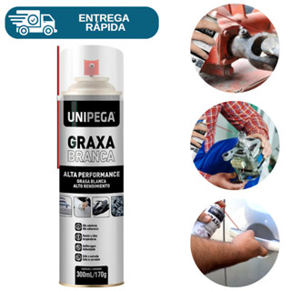 Graxa Branca Spray Lubrificante Alta Performance 300ml Unipega Barco Porta Molinete Rolamento em Oferta na Shopee
