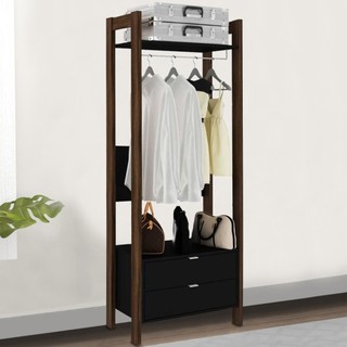 CLOSET 1 PRATELEIRA 2 GAVETAS COM CABIDEIRO AZ1011 PRETO/NOGAL - TECNO MOBILI em Oferta na Shopee