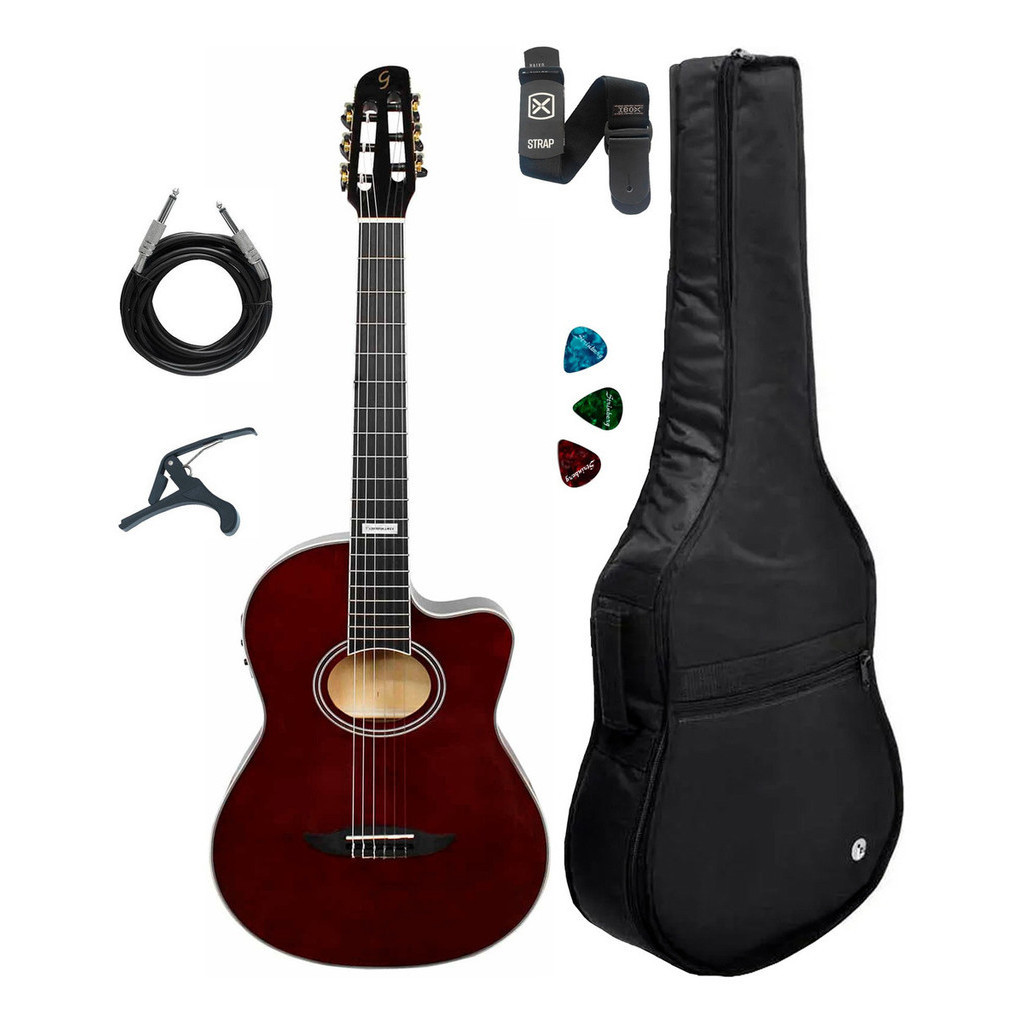 Violão Giannini Gnf3 Translucent Dw + Capa Luxo E Acessórios