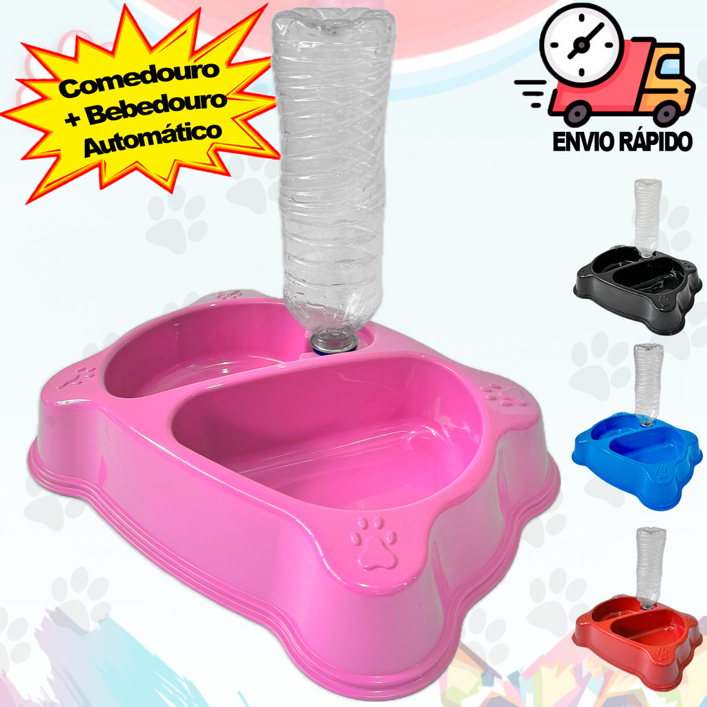 Comedouro com Bebedouro Automático para Cães e Gatos