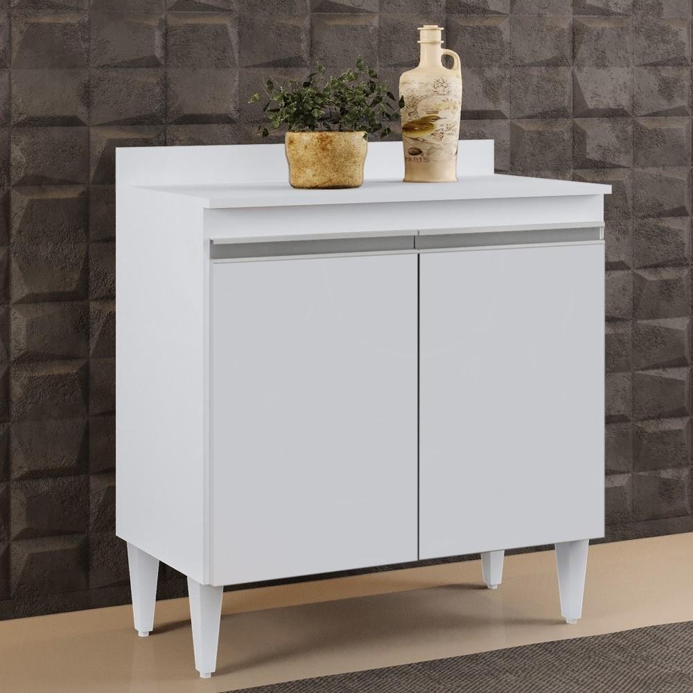 Balcão Gabinete 80cm 2 Portas Hawai Branco - Lumil Móveis em Oferta na Shopee