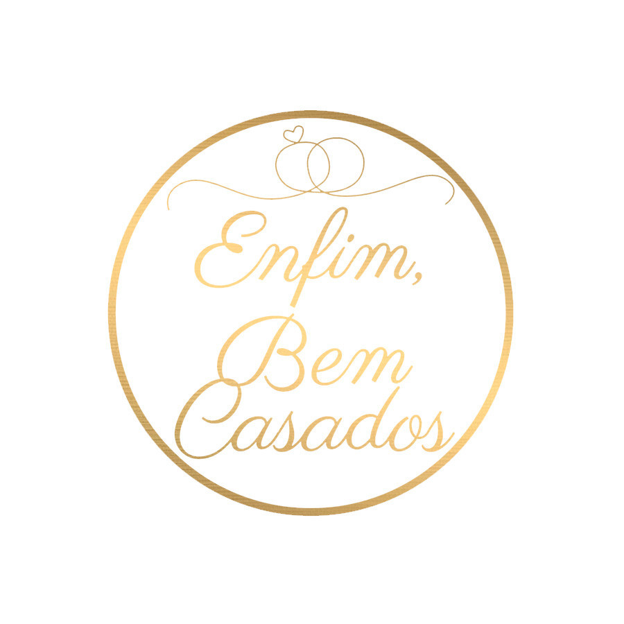 Adesivo "Enfim Bem Casados" - Ref.2200 - Hot Stamping  - 30 unidades - Stickr - Rizzo