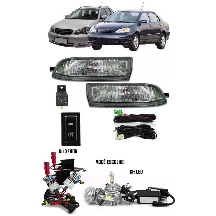 Kit Farol de Milha Neblina Corolla 2003 2004 Fielder Todas + Kit Xenon ou Kit LED