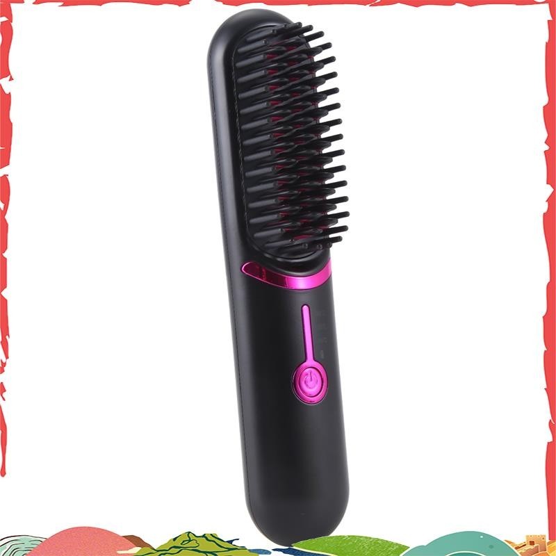Escova De Alisador De Cabelo Elétrica Sem Fio Para Portátil Recarregável Pente De Aquecimento ighaldjur1