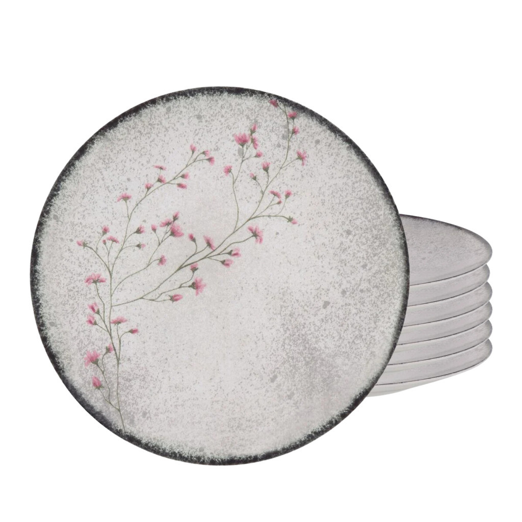 Jogo de Pratos Raso 25cm Kit 6 Peças Em Porcelana Floralis Tramontina - Home & Living