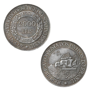 Moeda 2000 Réis 1900 - 36,0mm - Descobrimento Cópia em Oferta na Shopee