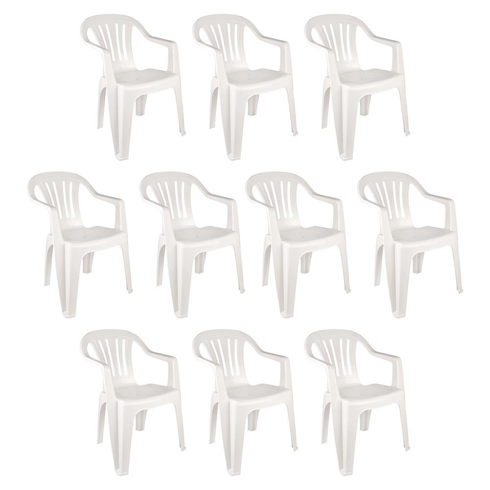 Conjunto com 10 Cadeiras Plásticas Branca MOR - 15151101 em Oferta na Shopee