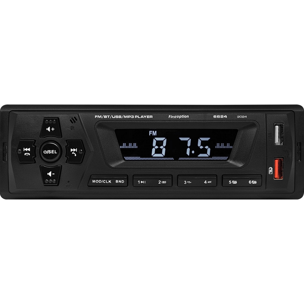 Rádio MP3 Player Bluetooth 1 Din Universal Som Automotivo USB LED First Option 6624