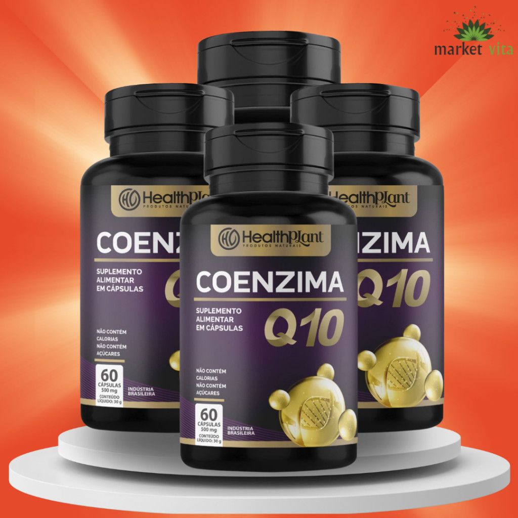 4x Coenzima Q10 Pura 500mg até 240 capsulas no kit Saude Força Energia