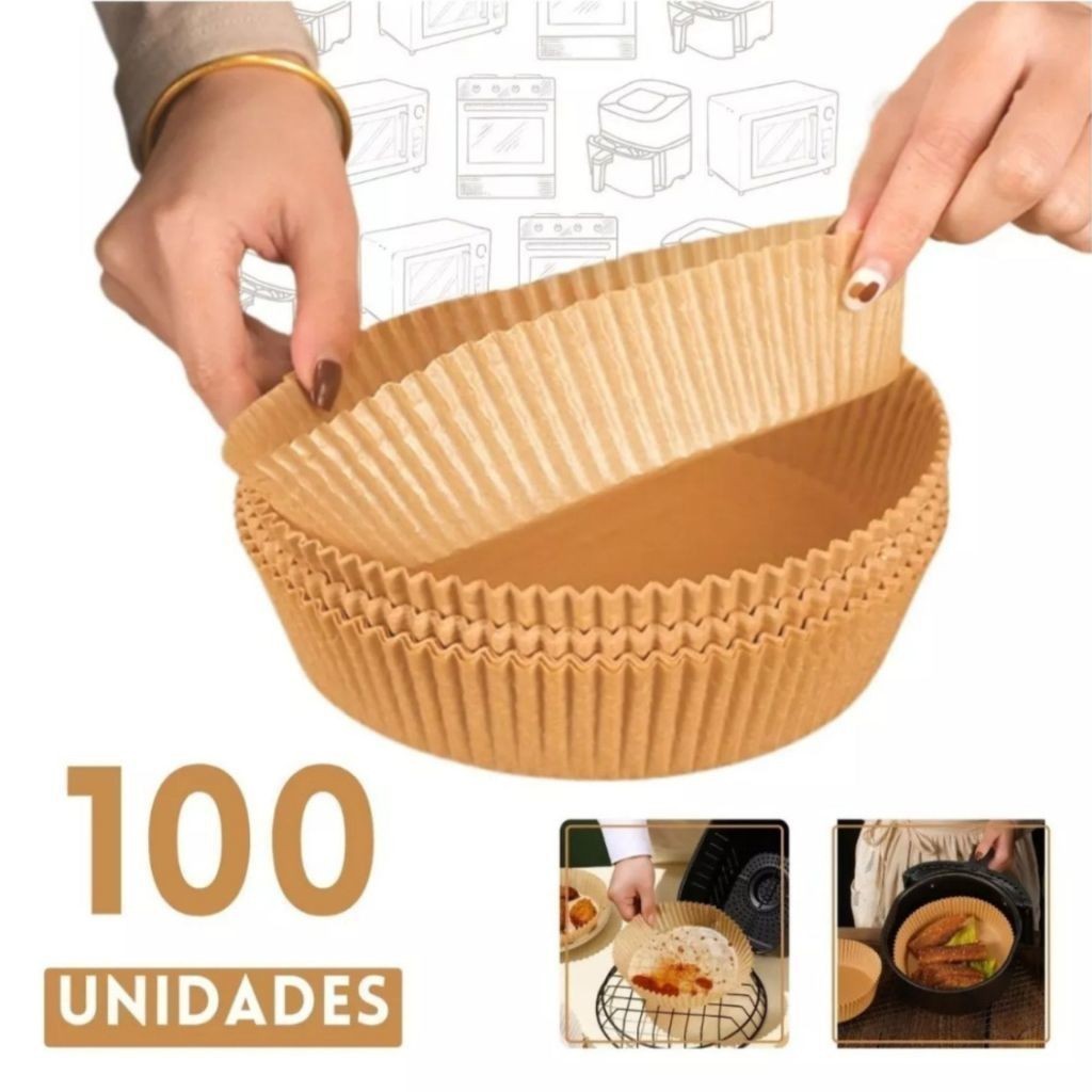 Forma De Airfryer Descartavel Antiaderente De Papel Cozinha Redondo Fritadeira Cozimento Protetor Forro Tapete