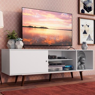 Rack Madesa Dubai para TV até 65 Polegadas com Pés - Branco/Rustic em Oferta na Shopee