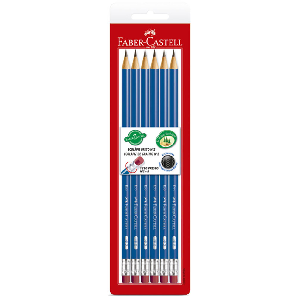 Lápis preto com borracha nr 2 SM/1210AZB com 6 unidades Faber-Castell - Stationery