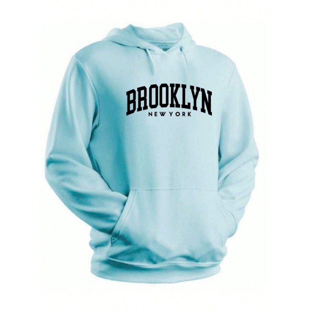 Blusa de Frio Feminina Brooklyn Nova York Moletom Canguru Flanelado Unissex Canguru