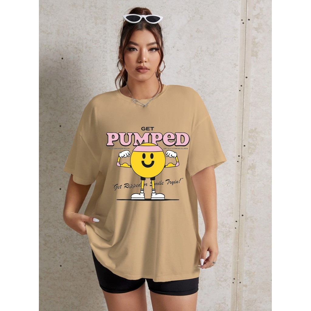 Camiseta Oversized Reforço Larga Manga Curta 3/4 Gola Redonda Bordada Academia Estampa Atividade