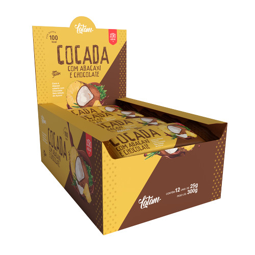 Cocada com Abacaxi e Chocolate Zero Açúcar Diet Latam Fit 12 Unid - 25g