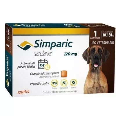 Simparic Antipulgas 120mg para cachorros de 40,1kg à 60kg com 1 comprimido em Oferta na Shopee