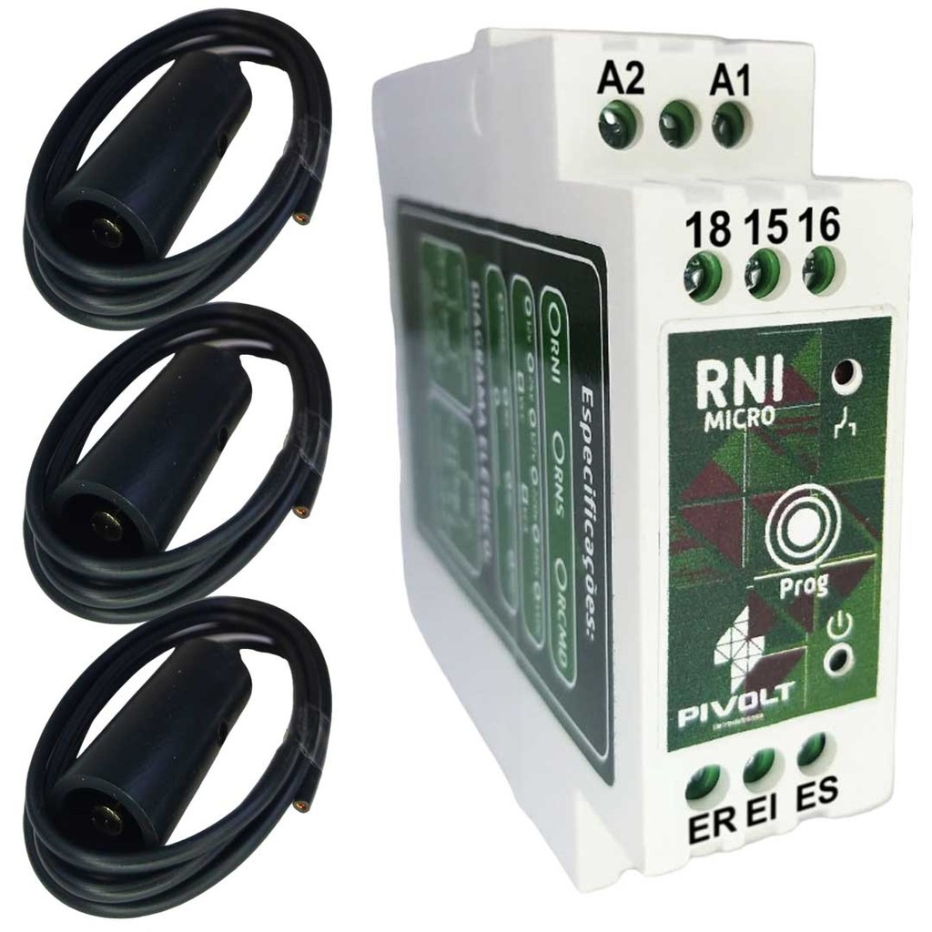 Kit 1 Relé De Nível Inferior Micro Inteligente RNI MICRO e 3 Eletrodos Pêndulo e Cabo De 0.5m Pivolt