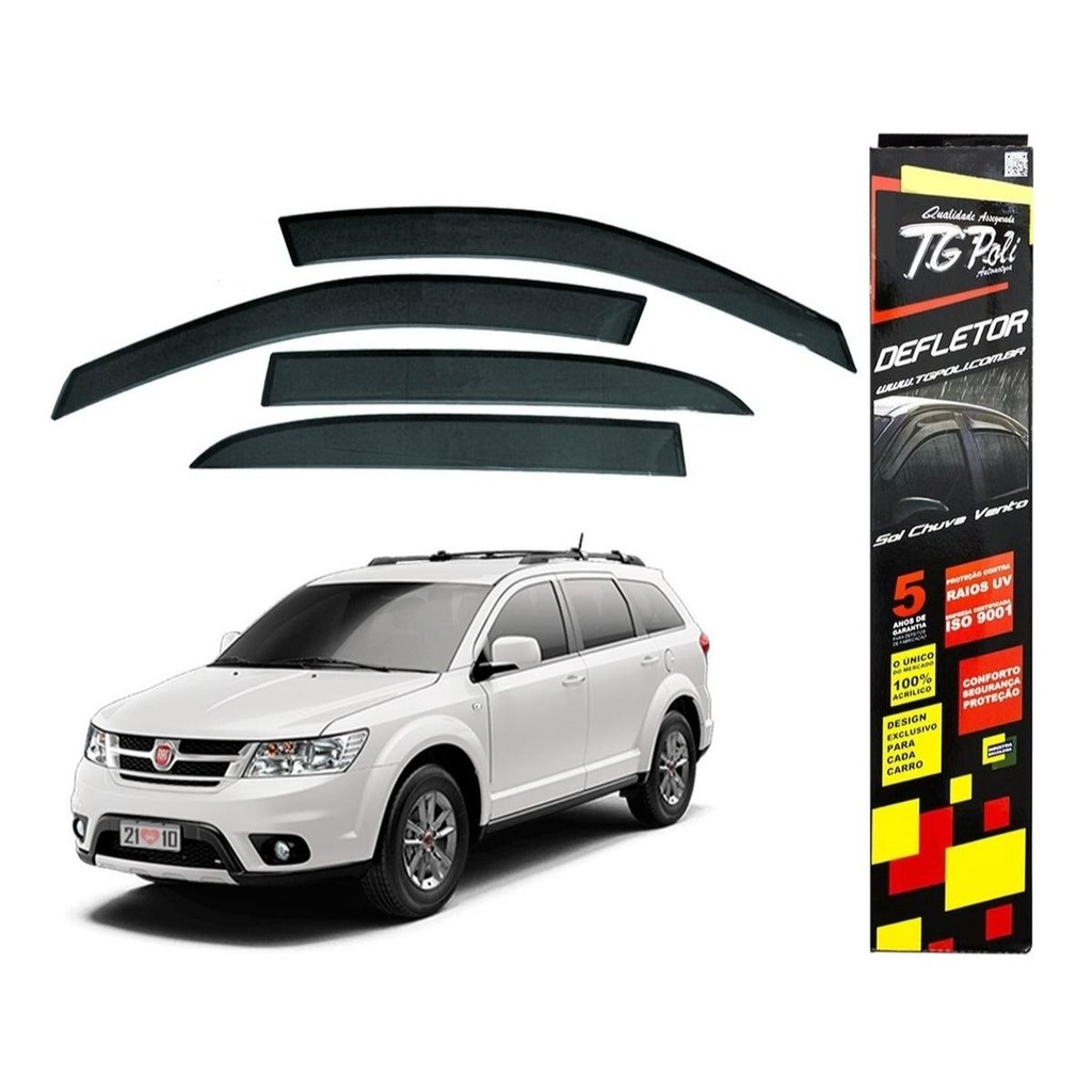 Calha de Chuva Fiat Freemont 2011 a 2016 4 portas TG Poli Defletor Portas Protetor Janelas Fumê em Oferta na Shopee