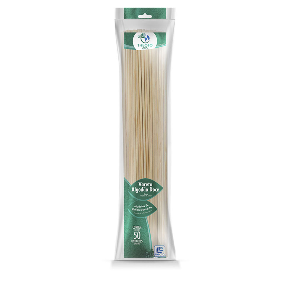 Vareta algodão doce bambu 38cm 50 unidades Theoto