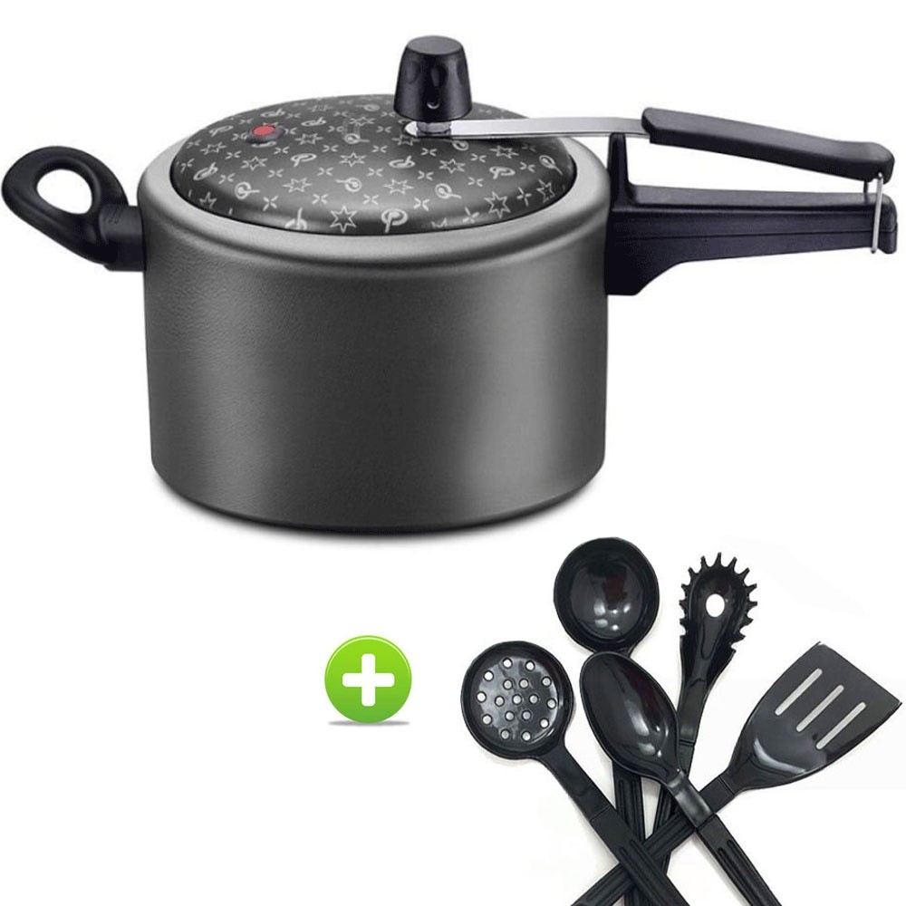 Panela de Pressão 3,0L Antiaderente Panelux + Conjunto de Utensílios Preto 5 Peças em Oferta na Shopee