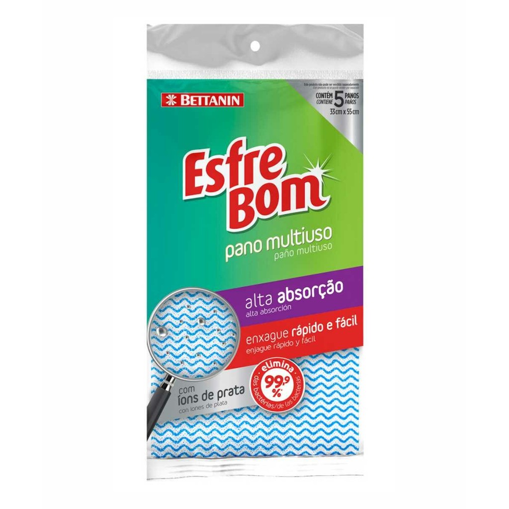 Pano Multiuso EsfreBom Azul 5 Unidades Bettanin em Oferta na Shopee