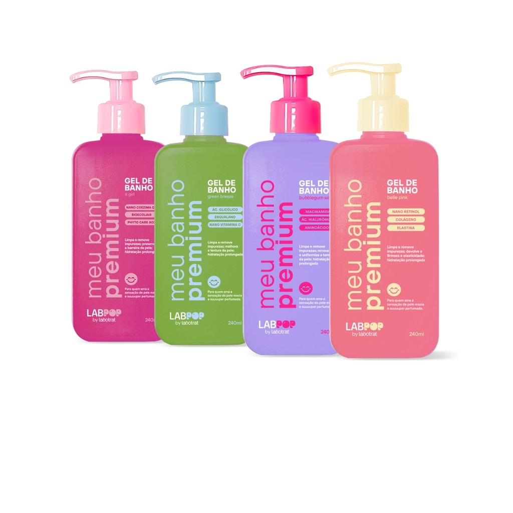 Gel Banho Premium Hidrata Nutre Pele Labpop Labotrat 240ml em Oferta na Shopee
