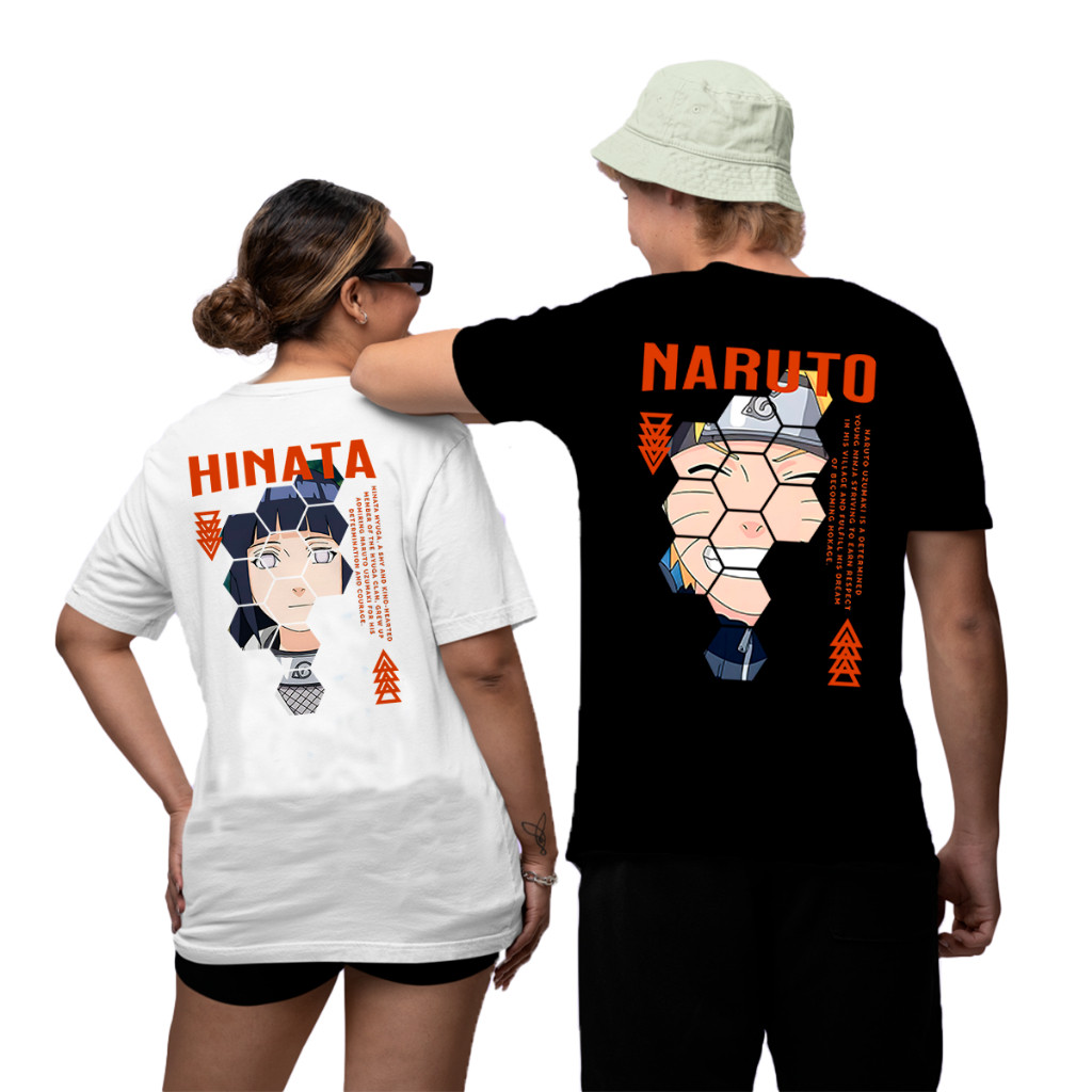 Kit 2 Camisetas Casal Ninjas Uzumaki Hinata Hyuga Aldeia Da Folha Konoha Fãs Anime Namorados Geek
