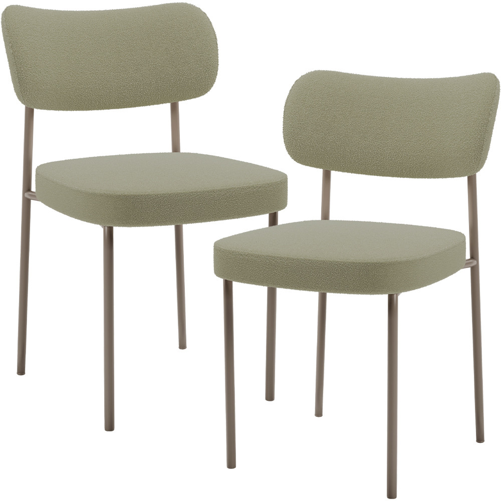 Kit 02 Cadeiras Para Sala De Jantar Melina Base Arena L02 Bouclê Oliva - Lyam Decor em Oferta na Shopee