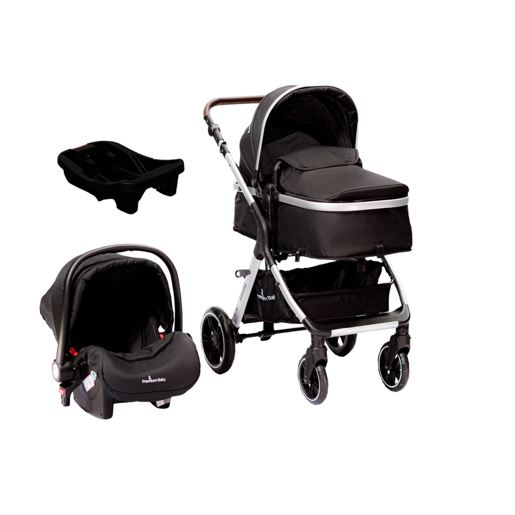 Carrinho Kansas Silver Premium Baby c/ Bebê Conforto e Base em Oferta na Shopee