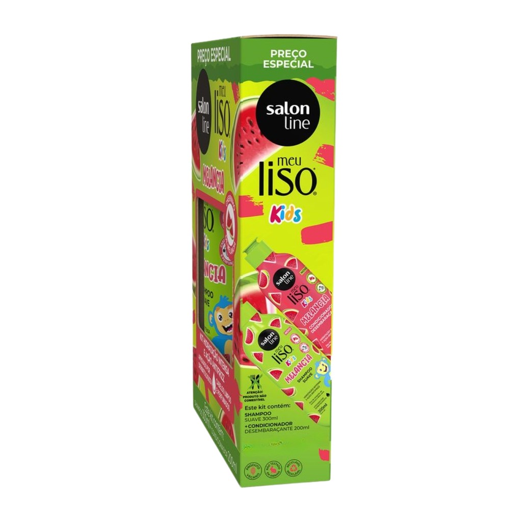 Detalhes do Kit Shampoo Condicionador Meu Liso Kids Melancia Salon Line