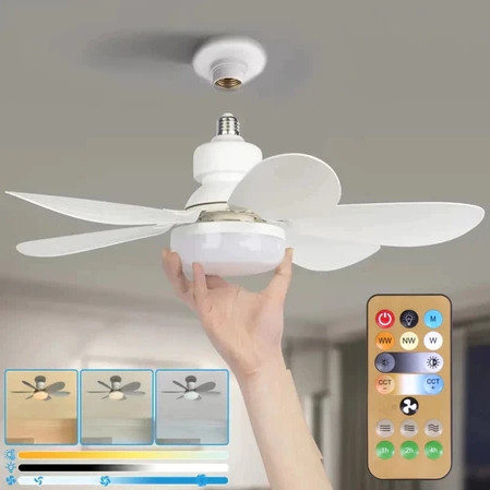 Ventilador de teto Com Luz para Pequenos Espaços (6 Hélices) Controle Remoto Bivolt LED 110V-220V