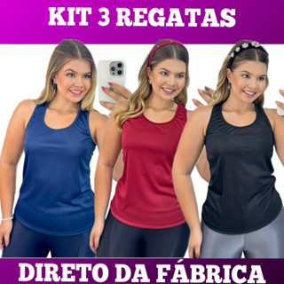 KIT 3 Camiseta Regata Nadadora Feminina Dry Fit em Oferta na Shopee