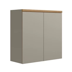 Armário Aéreo Cozinha 80 Cm Allure 2 Portas 100% Mdf Jequitibá/Gris Fosco - Linea Brasil