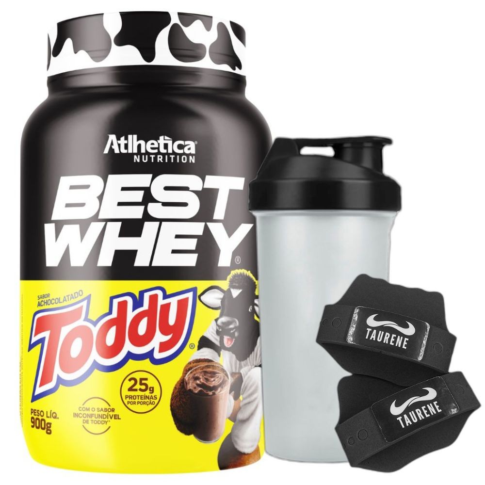 Kit Best Whey Isolado Toddy 900g Luva Coqueteleira Atlhetica