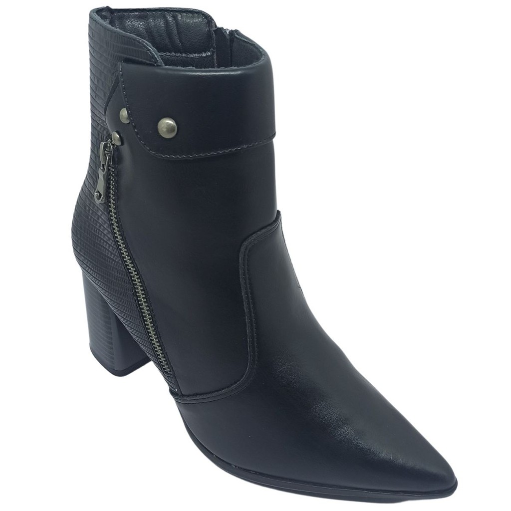 Bota Ramarim Feminina Cano Curto Salto Bloco 8cm