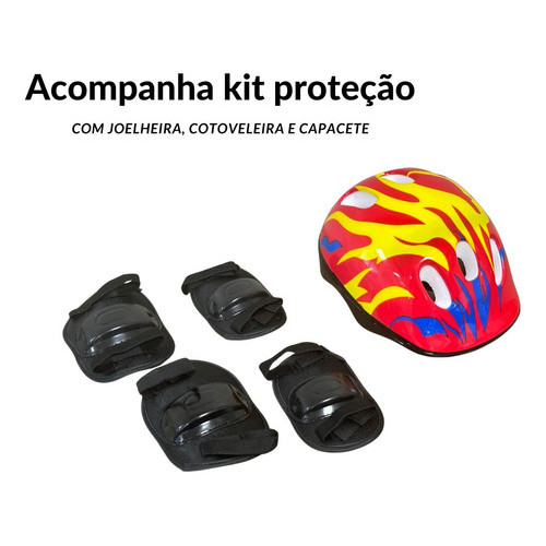 Detalhes do Skate Infantil Iniciante Montado C/ Kit De Proteção Completo