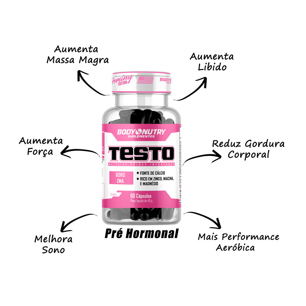 Testo Feminino Massa Muscular 60 Cápsulas