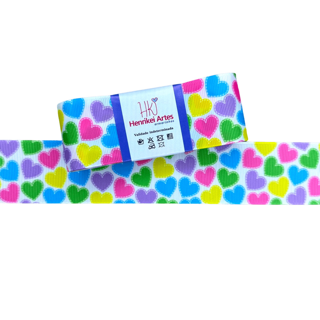 Fita Gorgurão Yama Corações Pesponto Candy (38mm) - 3 Metros