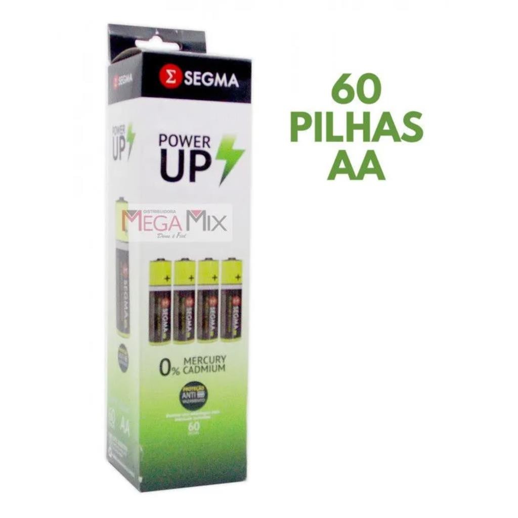 Pilha AA Média Segma Comum Zinco Caixa com 60 Unidades