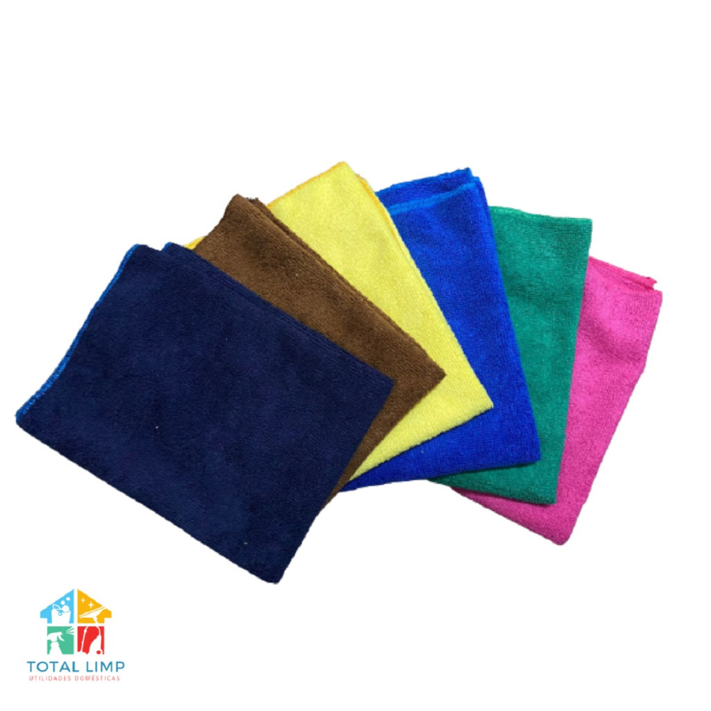Kit 5 Panos microfibra de limpeza 40cm x 40 cm em Oferta na Shopee