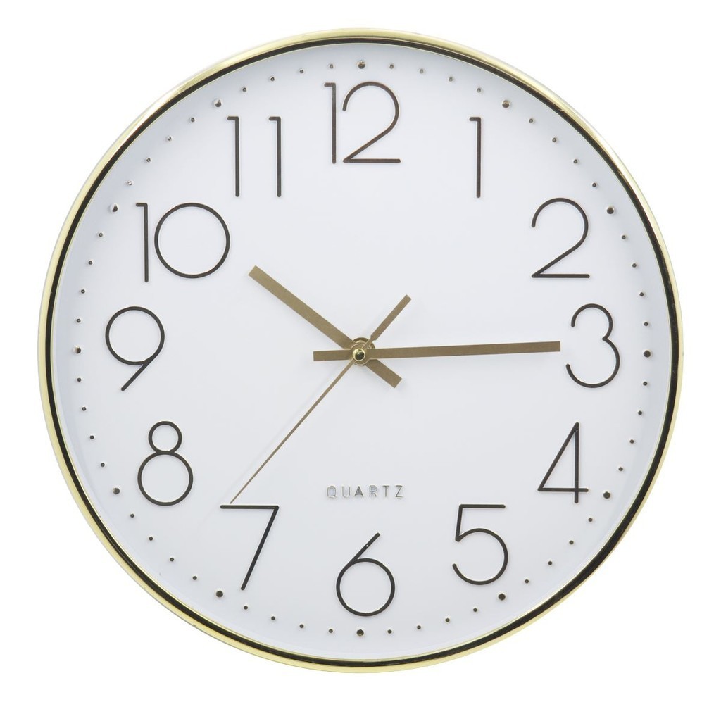 Relógio de Parede 30cm Para Cozinha, Sala - Dourado e Branco em Oferta na Shopee