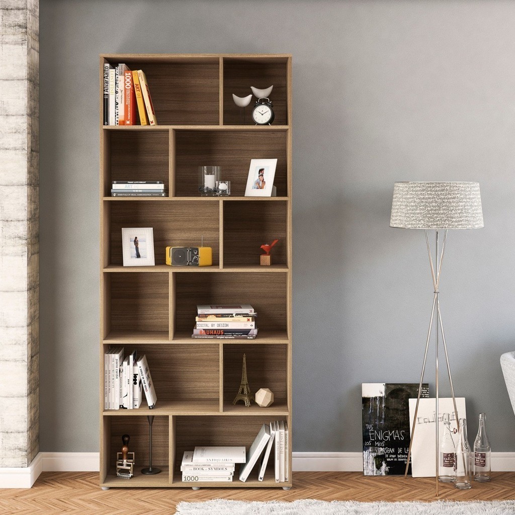 Estante para Livros com 12 Nichos Xangai 204cmx90cm Castanho