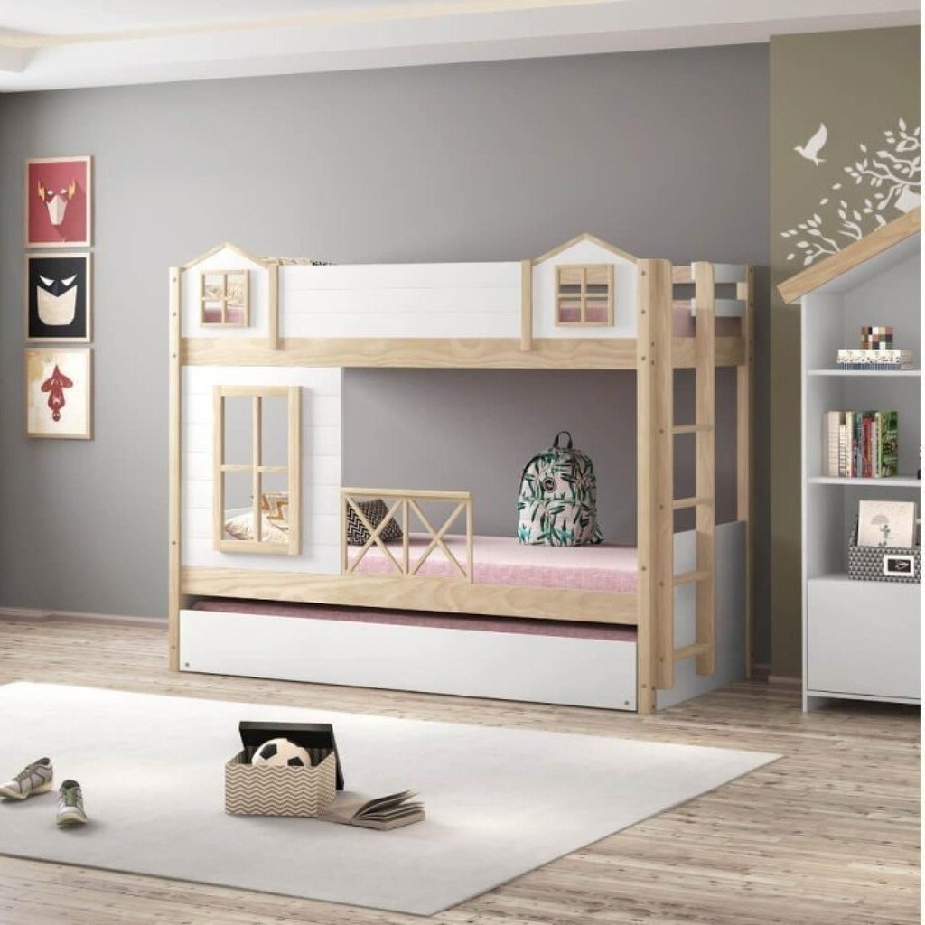 Treliche Infantil Garden com Proteção Total Casatema Natural/Branco - Home & Living
