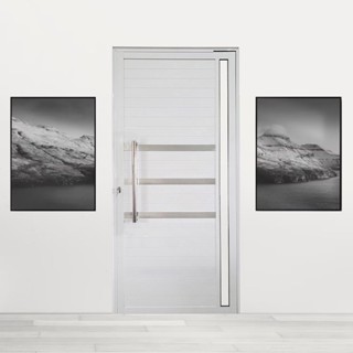 Porta Pivotante de Alumínio 210 x 100cm com Puxador, Friso e Vidro Veneza Esquadrias Bergamo Branco em Oferta na Shopee