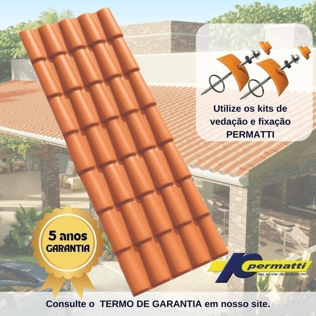 Kit com 5 Telhas Pvc Plan 242x88cm Permatti Ceramica em Oferta na Shopee