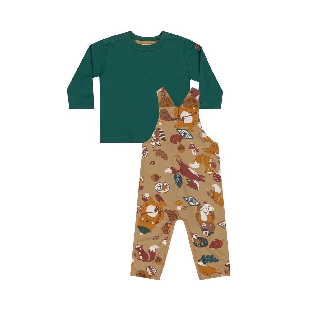 Conjunto Camiseta e Jardineira para Bebê Menino Quimby