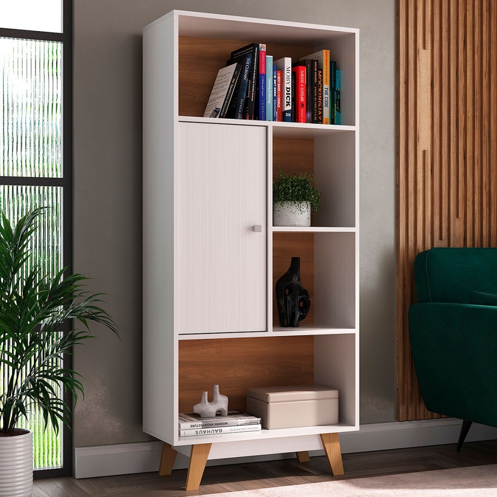 Estante para Livros 1 Porta 4 Nichos em Oferta na Shopee