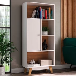 Estante para Livros 1 Porta 4 Nichos